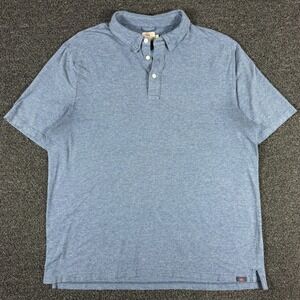 Faherty Brand Mens XL Polo Shirt Blue Heather Pima Cotton Modal Stretch